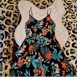 WOMEN'S LG TROPICAL PRINT, WIDE LEG, CULOTTES JUMPSUIT